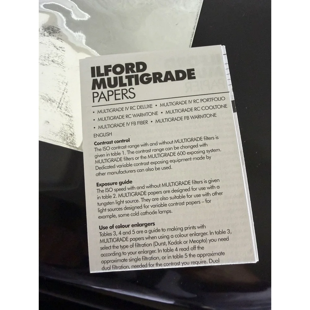 ILFORD Multigrade IV RC DLX 8 x 10 Black White Photo Paper 100 Sheets Glossy Ope